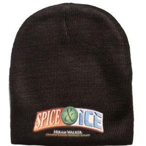 NWOT Black Knit Cap Hat Hiram Walker Logo